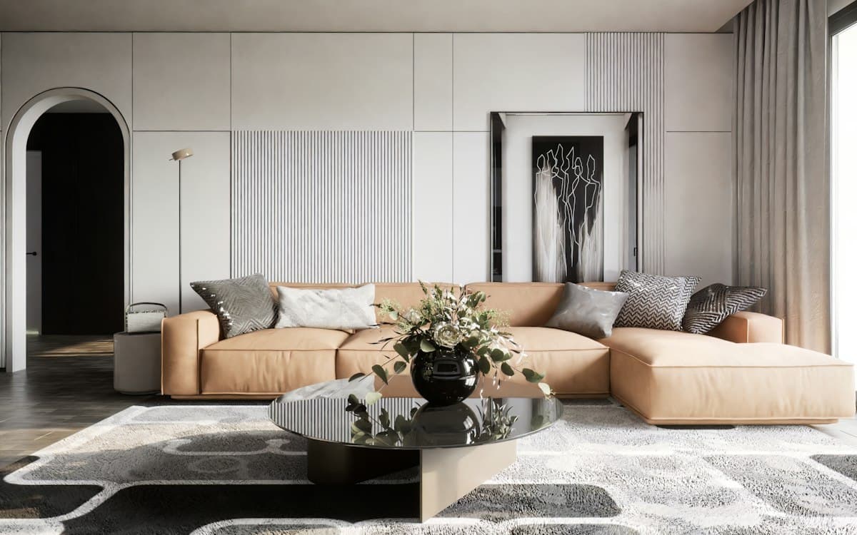 Upscale modern living room interior